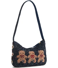 Vera Bradley Mini Roxbury Crescent Bunch of Bears Beaded Zip-Top Shoulder Bag