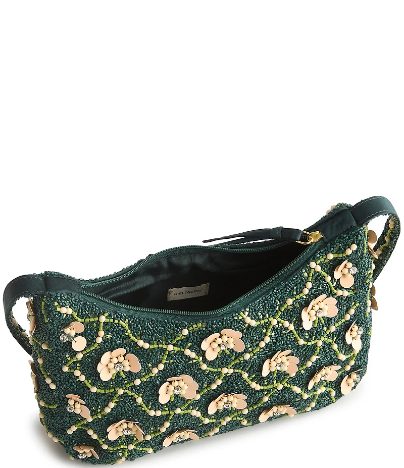 Vera Bradley Mini Roxbury Crescent Mistletoe Lattice Beaded Shoulder Bag