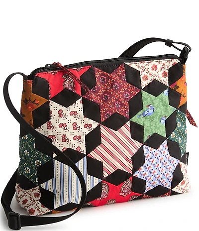 Vera Bradley Star Patchwork Print Premium Cotton Original Zip Hipster Crossbody Bag