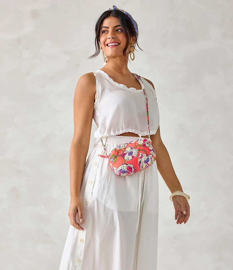 Vera Bradley Swirling Poppies Blake Featherweight Nylon Crossbody