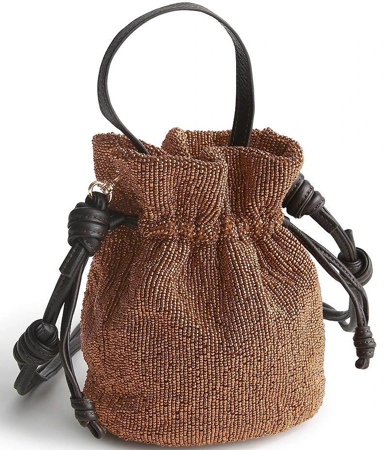 Vera Bradley Tilden Metallic Beaded Drawstring Crossbody Bucket Bag