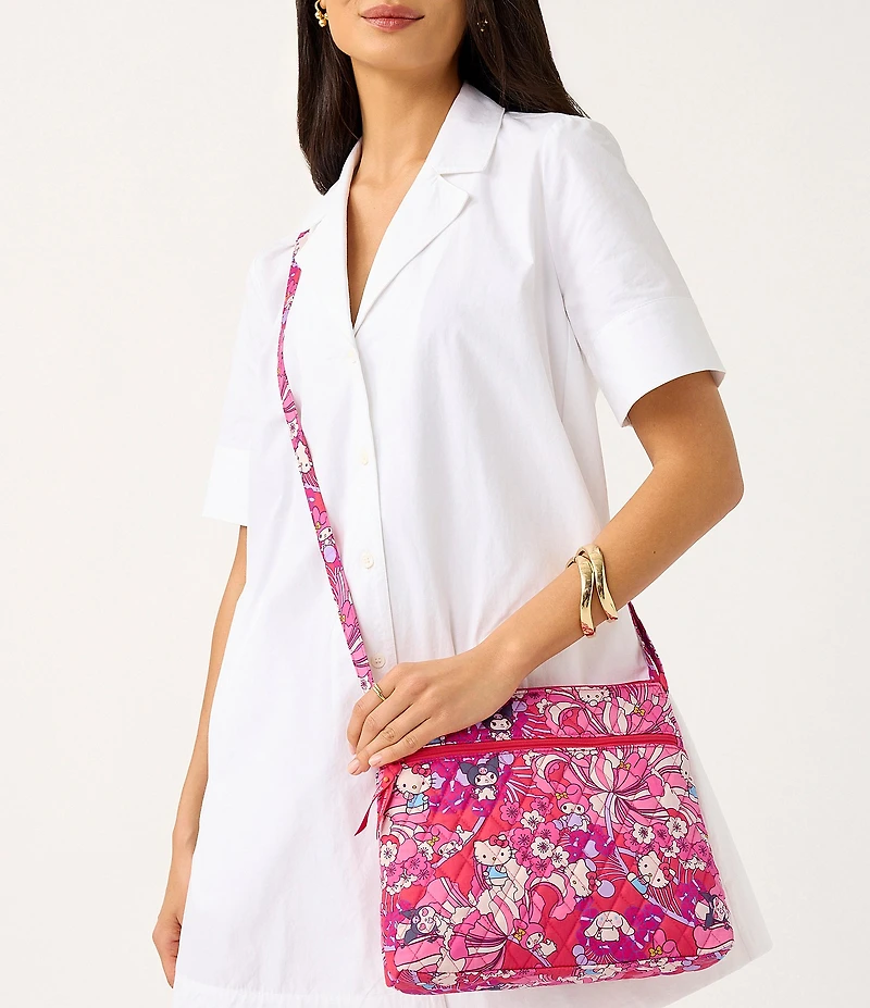 Vera Bradley x Hello Kitty Hello Hydrangeas Original Zip Hipster Crossbody Bag