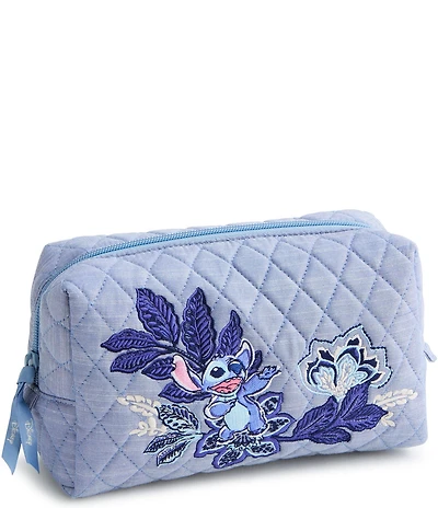 Vera Bradley x Lilo & Stitch Leafy Blooms Chambray Medium Premium Cotton Cosmetic Bag