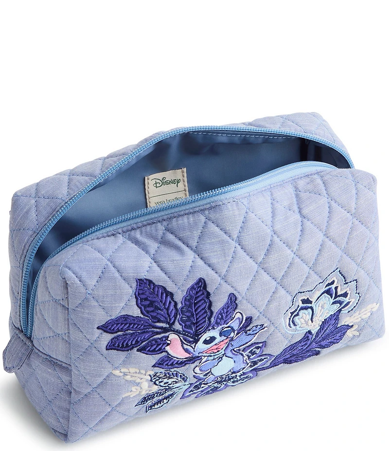 Vera Bradley x Lilo & Stitch Leafy Blooms Chambray Medium Premium Cotton Cosmetic Bag
