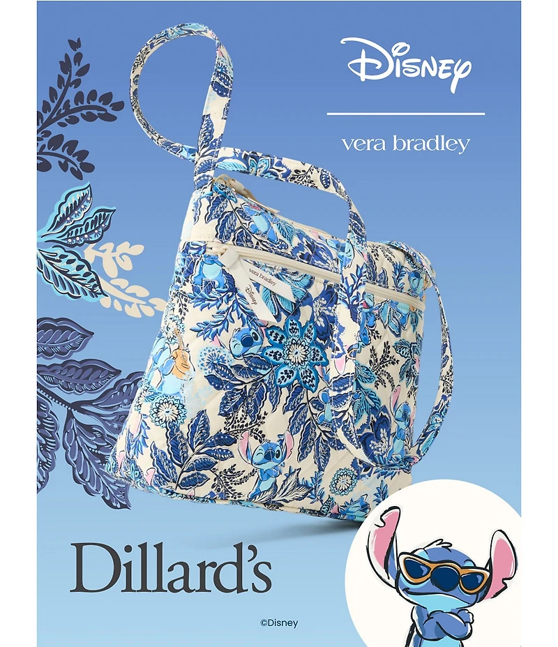 Vera Bradley x Lilo & Stitch Leafy Blooms Original Premium Cotton Zip Hipster Crossbody Bag
