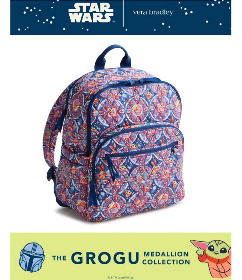 Vera Bradley x Mandalorian Grogu Medallion Bancroft Premium Cotton Backpack
