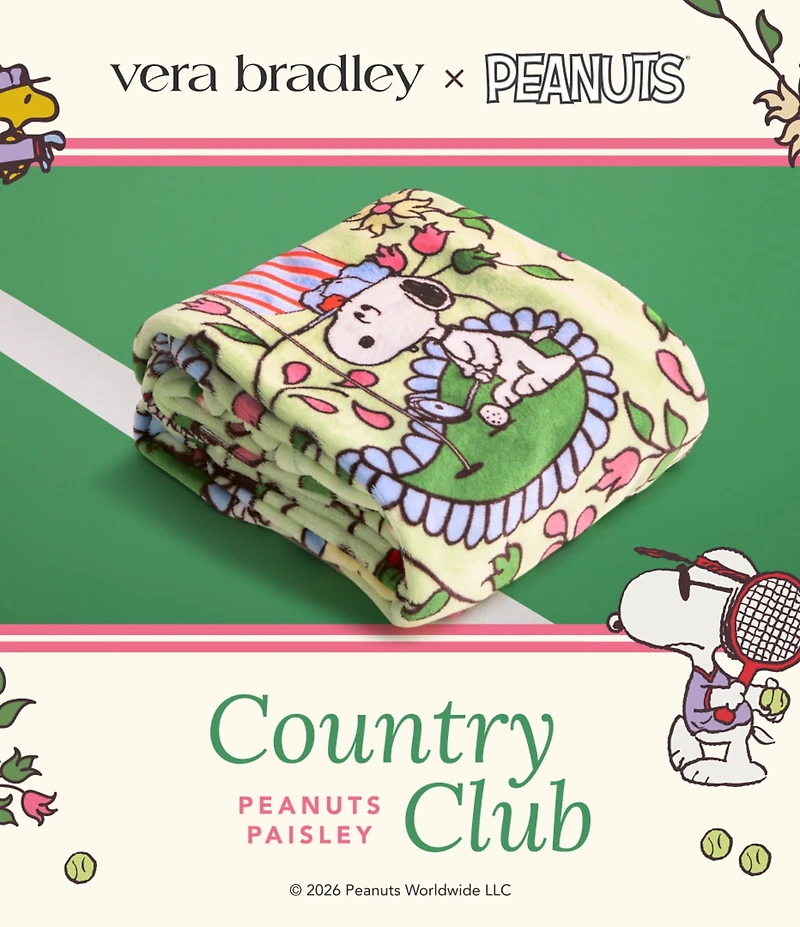 Vera Bradley x Peanuts Country Club Floral Plush Throw Blanket