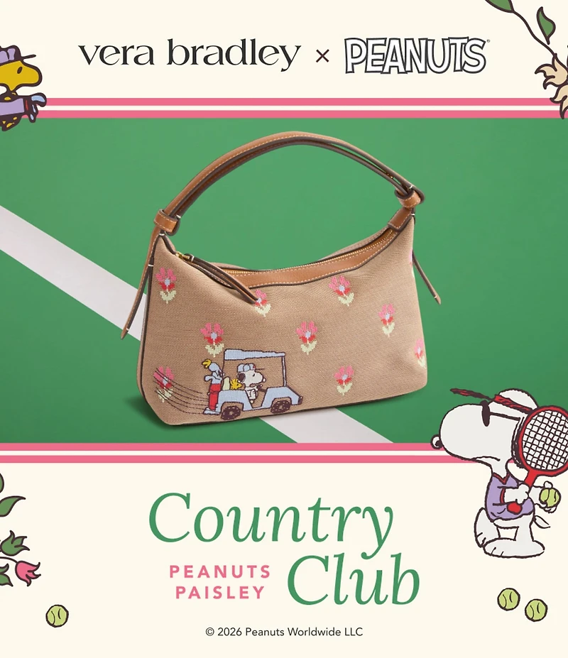Vera Bradley x Peanuts Country Club Floral Roxbury Crescent Shoulder Bag