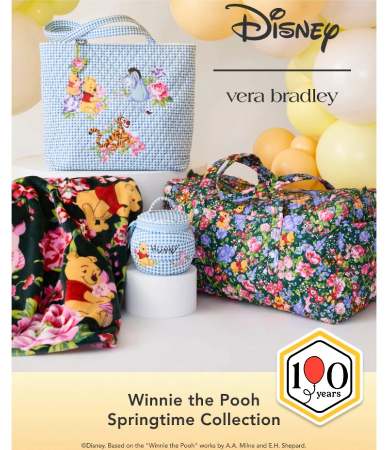 Vera Bradley Winnie the Pooh Springtime Gingham Original Tote Bag