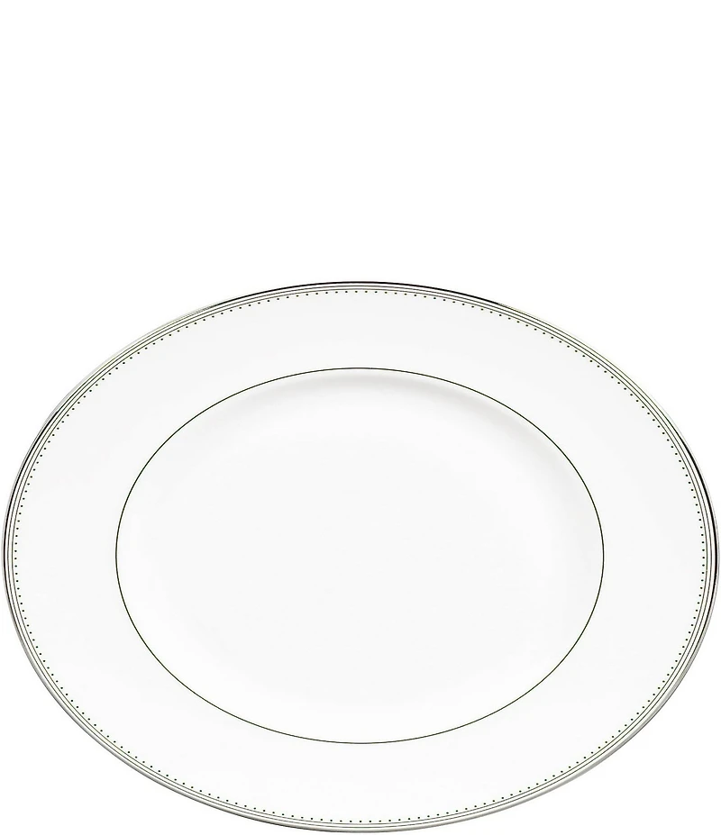 Vera Wang by Wedgwood Grosgrain Striped & Dotted Platinum Bone China Oval Platter