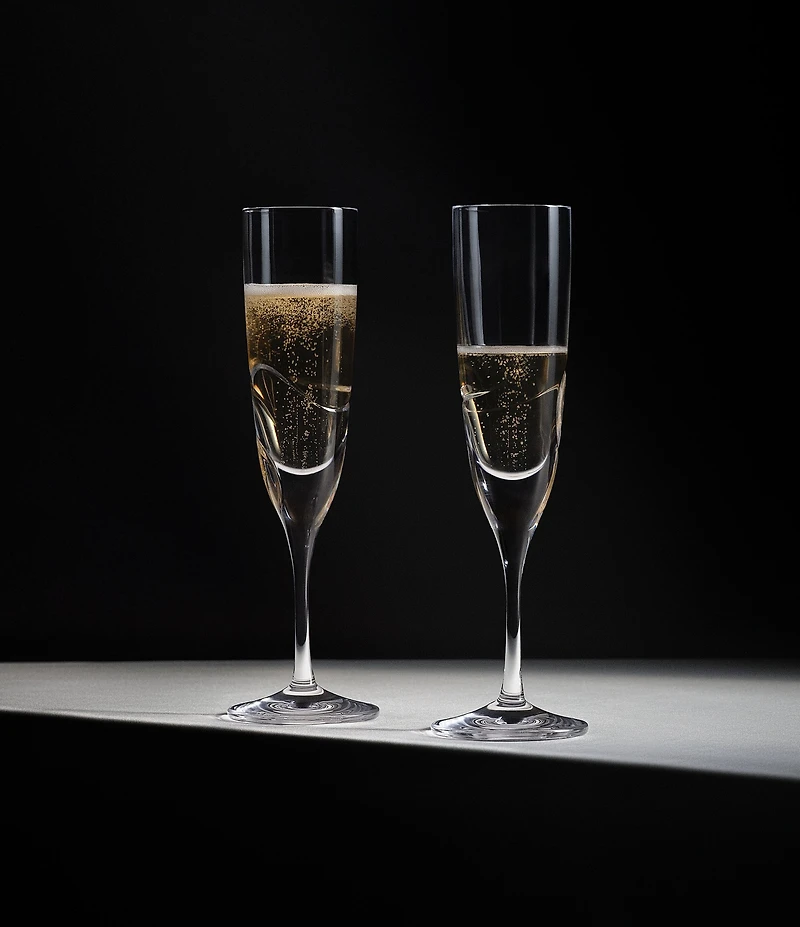Vera Wang by Wedgwood Luxe Graphite Collection Ribbon Flute Glasses, Set of 2
