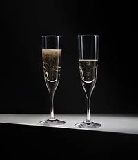Vera Wang by Wedgwood Luxe Graphite Collection Ribbon Flute Glasses, Set of 2
