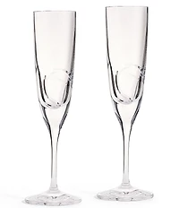 Vera Wang by Wedgwood Luxe Graphite Collection Ribbon Flute Glasses, Set of 2