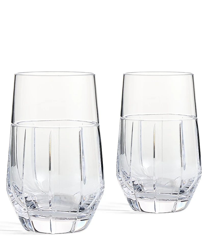 Vera Wang by Wedgwood Luxe Graphite Collection Ribbon Highball Glasses, Set of 2