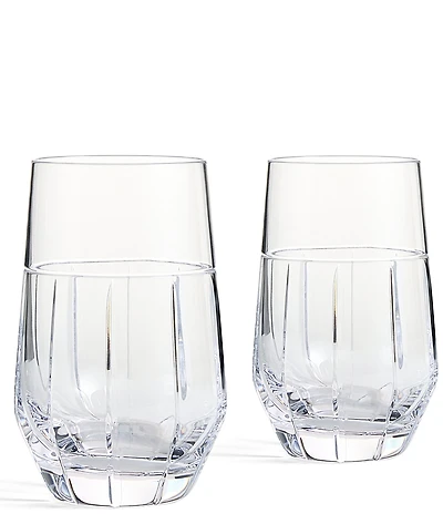 Vera Wang by Wedgwood Luxe Graphite Collection Ribbon Highball Glasses, Set of 2