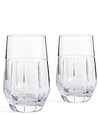 Vera Wang by Wedgwood Luxe Graphite Collection Ribbon Highball Glasses, Set of 2