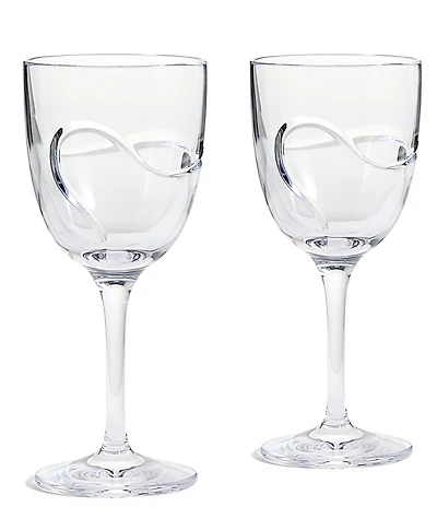 Vera Wang by Wedgwood Luxe Graphite Collection Ribbon White Wine Glass, Set of 2