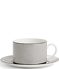 Vera Wang by Wedgwood Luxe Graphite Collection Stripe Art Deco Teacup & Saucer V2