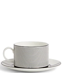 Vera Wang by Wedgwood Luxe Graphite Collection Stripe Art Deco Teacup & Saucer V2