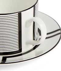 Vera Wang by Wedgwood Luxe Graphite Collection Stripe Art Deco Teacup & Saucer V2