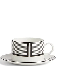 Vera Wang by Wedgwood Luxe Graphite Collection Stripe & Solid Art Deco Teacup & Saucer