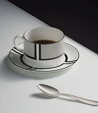 Vera Wang by Wedgwood Luxe Graphite Collection Stripe & Solid Art Deco Teacup & Saucer