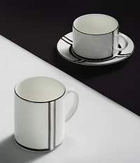 Vera Wang by Wedgwood Luxe Graphite Collection Stripe & Solid Art Deco Teacup & Saucer
