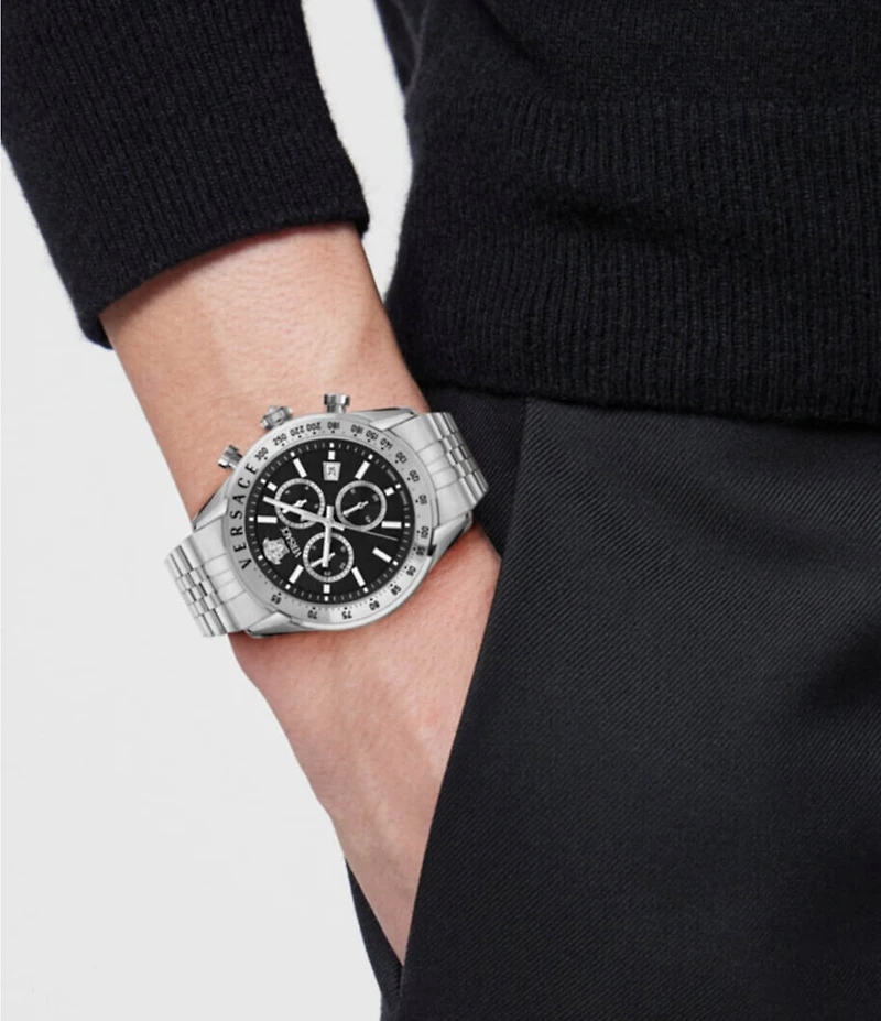 Versace Men's Chrono Master Stainless Steel/Black Bracelet Watch