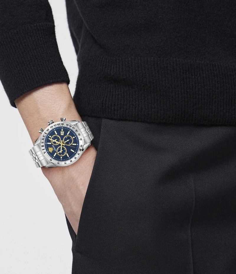 Versace Men's Chrono Master Stainless Steel/Blue Bracelet Watch