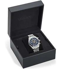 Versace Men's Chrono Master Stainless Steel/Blue Bracelet Watch
