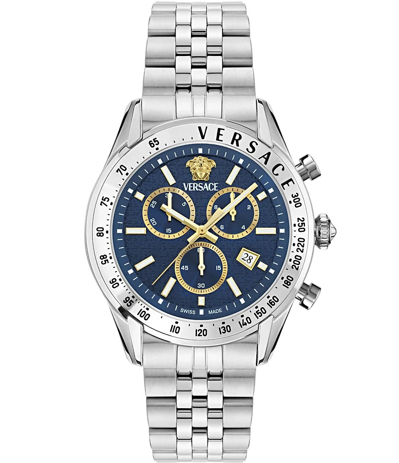 Versace Men's Chrono Master Stainless Steel/Blue Bracelet Watch