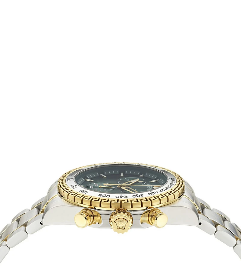 Versace Men's Chrono X Two Tone Stainless Steel Bracelet Green Dial Watch