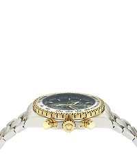 Versace Men's Chrono X Two Tone Stainless Steel Bracelet Green Dial Watch