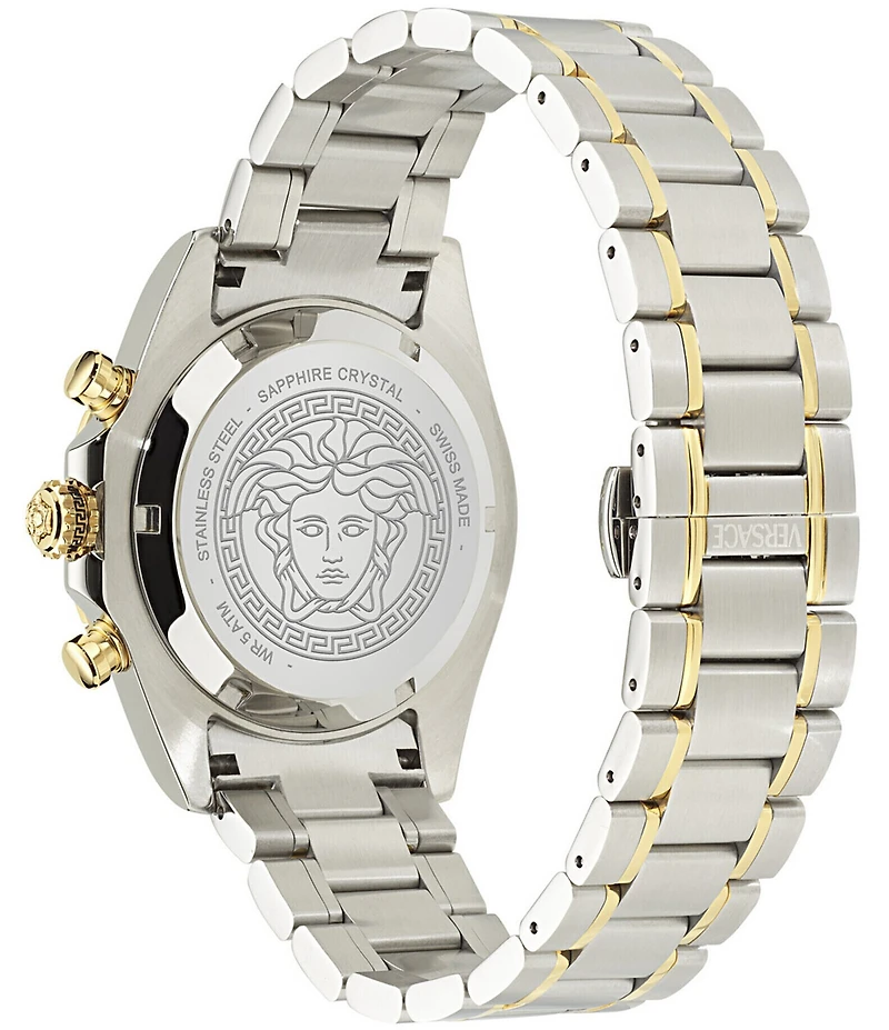 Versace Men's Chrono X Two Tone Stainless Steel Bracelet Green Dial Watch