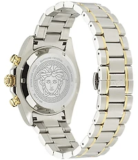 Versace Men's Chrono X Two Tone Stainless Steel Bracelet Green Dial Watch