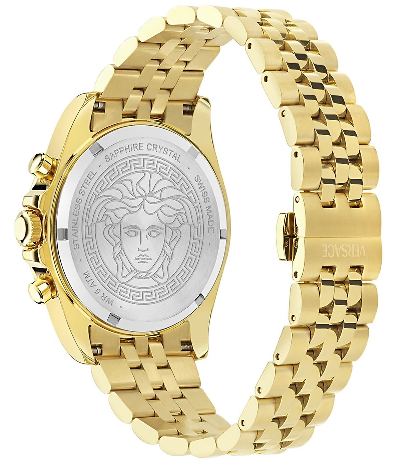 Versace Men's Greca Chrono Wave Gold Tone Stainless Steel Bracelet Watch