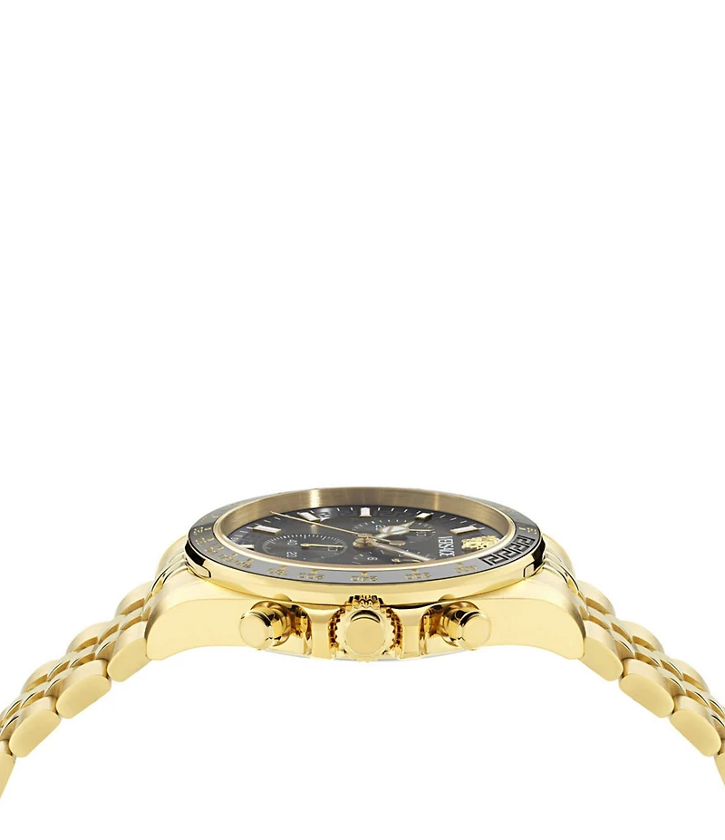 Versace Men's Greca Chrono Wave Gold Tone Stainless Steel Bracelet Watch