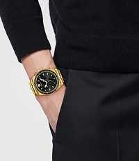 Versace Men's Greca Chrono Wave Gold Tone Stainless Steel Bracelet Watch