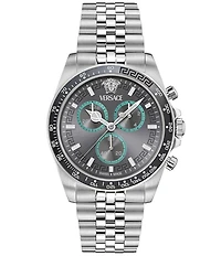 Versace Men's Greca Chrono Wave Stainless Steel Bracelet Watch