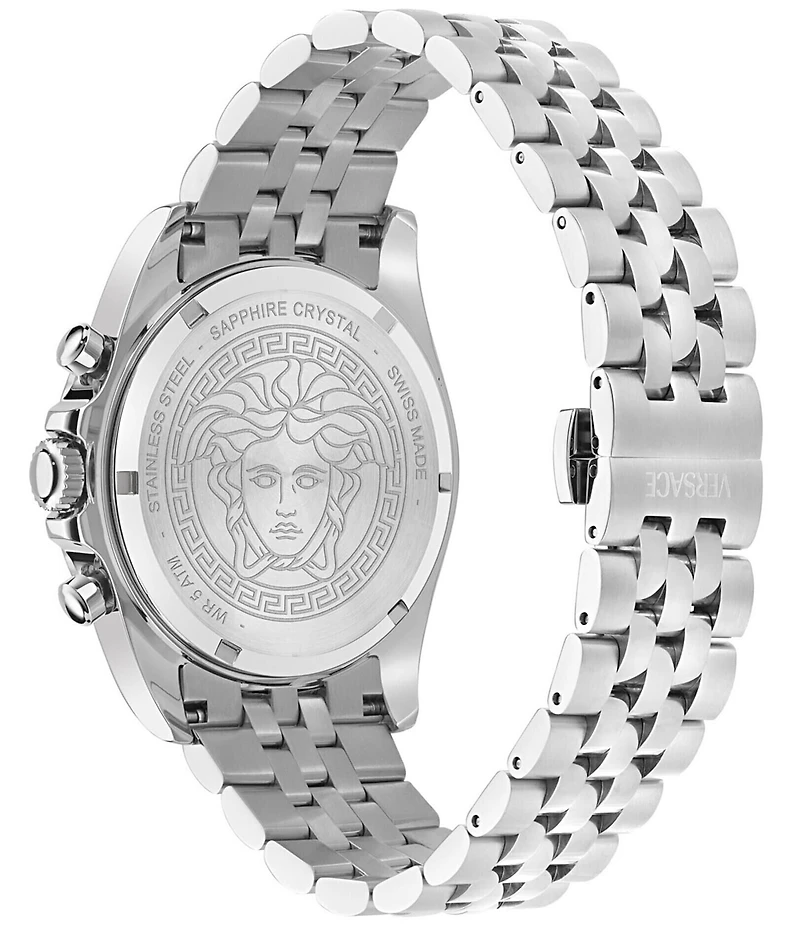 Versace Men's Greca Chrono Wave Stainless Steel Bracelet Watch