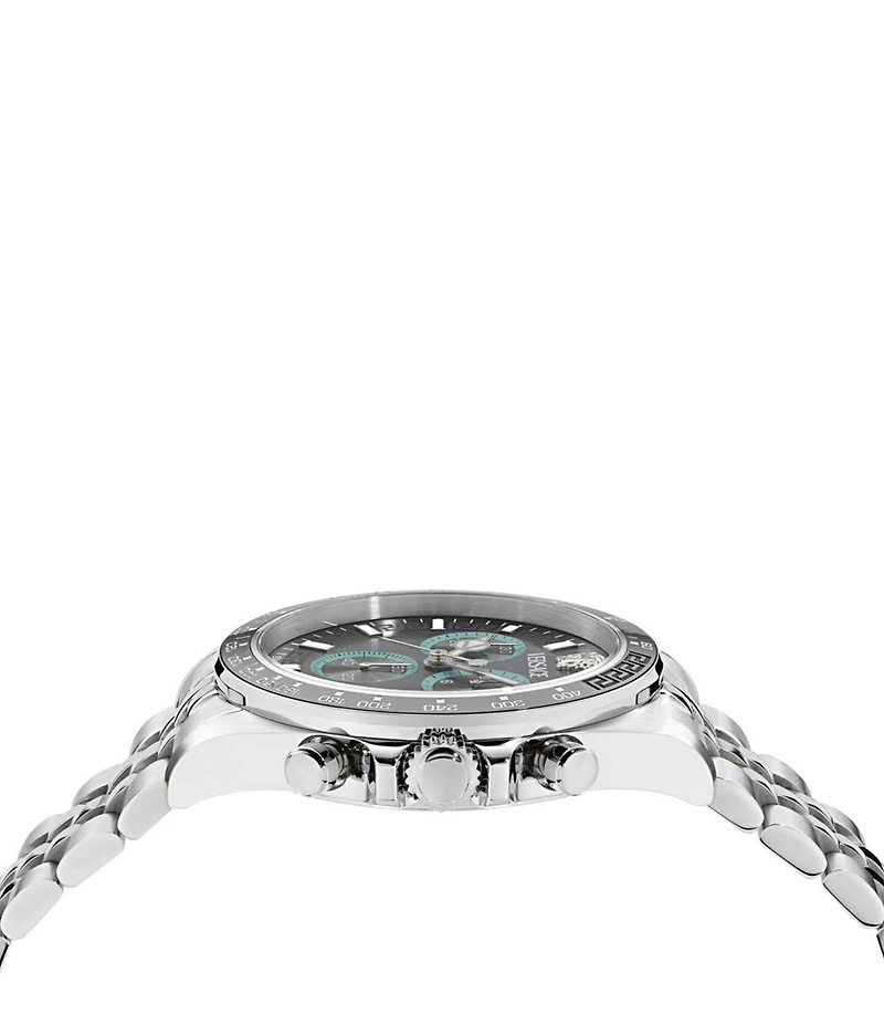 Versace Men's Greca Chrono Wave Stainless Steel Bracelet Watch