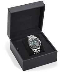 Versace Men's Greca Chrono Wave Stainless Steel Bracelet Watch
