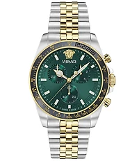 Versace Men's Greca Chrono Wave Two Tone Stainless Steel Bracelet Watch