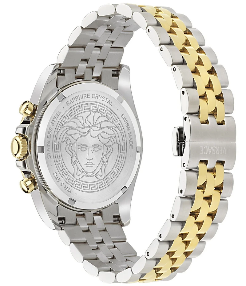 Versace Men's Greca Chrono Wave Two Tone Stainless Steel Bracelet Watch