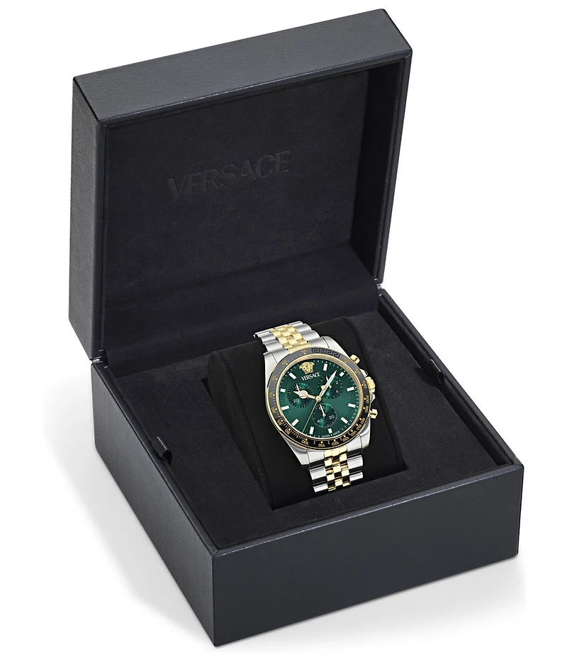 Versace Men's Greca Chrono Wave Two Tone Stainless Steel Bracelet Watch
