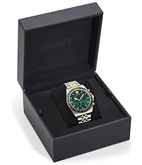 Versace Men's Greca Chrono Wave Two Tone Stainless Steel Bracelet Watch