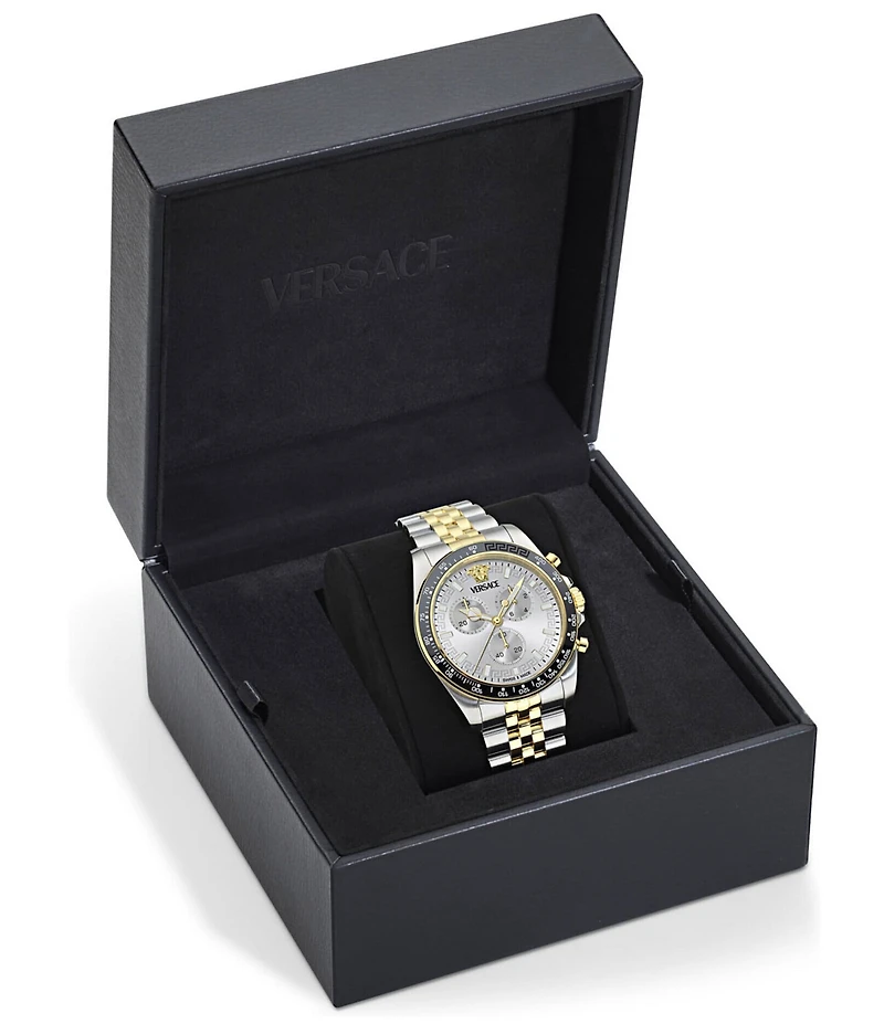 Versace Men's Greca Chrono Wave Two Tone Stainless Steel Bracelet Watch