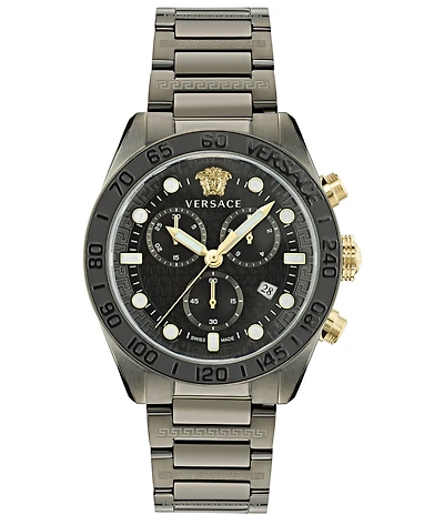 Versace Men's Greca Dome Quartz Chronograph Stainless Steel Bracelet Watch