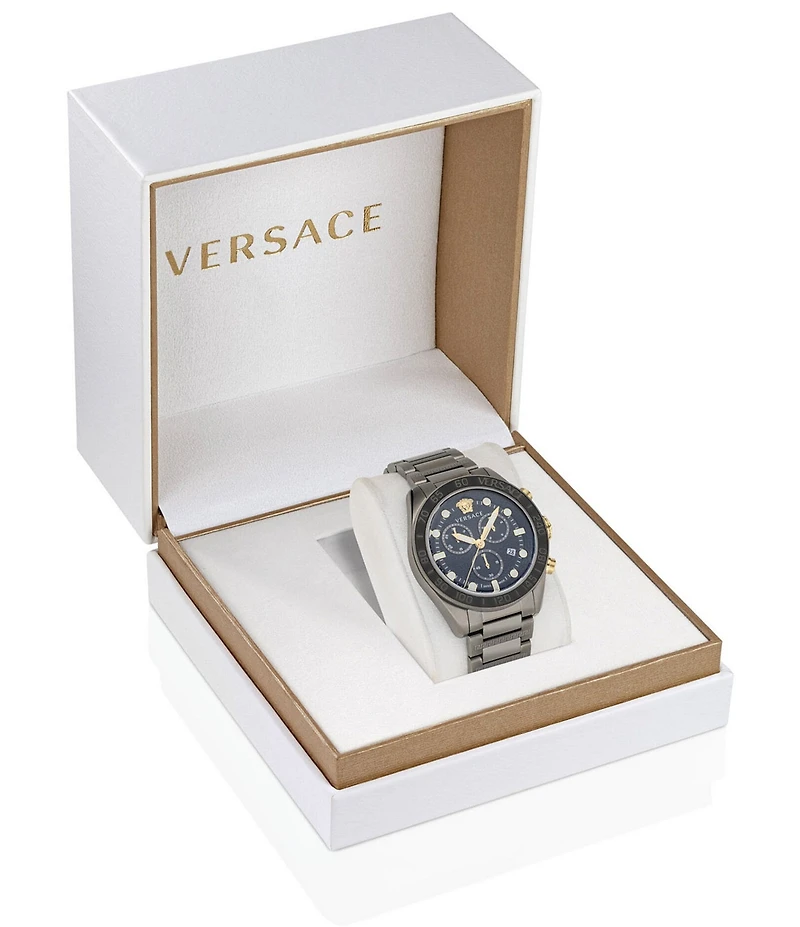 Versace Men's Greca Dome Quartz Chronograph Stainless Steel Bracelet Watch