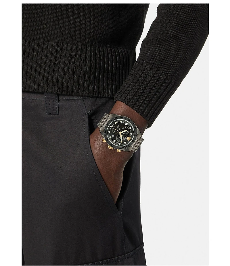 Versace Men's Greca Dome Quartz Chronograph Stainless Steel Bracelet Watch